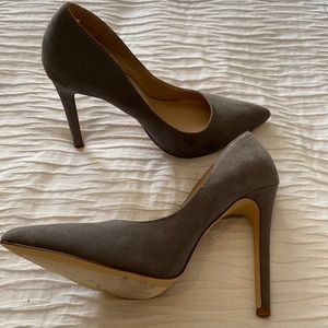 Grey suede pumps